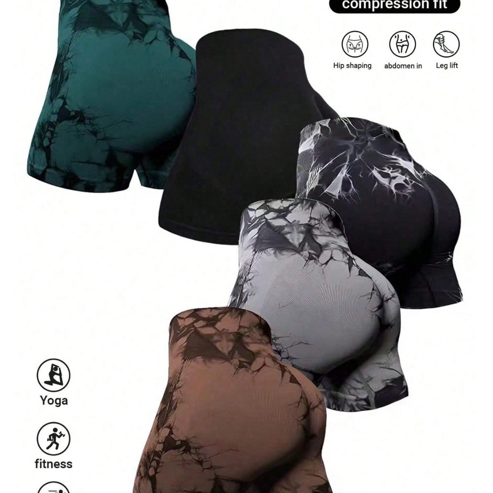 4 pack of Women's Athletic Compression Shorts Black, Green, Gray and light gray